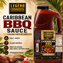 Legend Cookhouse Caribbean BBQ Sauce 1 gallon overview with bold smoky island-inspired foodservice callouts