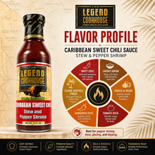 Legend Cookhouse Caribbean Sweet Chili Sauce 12 bottle case pack with 12 x 12 fl oz bottles and foodservice callouts