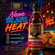 Legend Cookhouse Caribbean Sweet Chili Sauce neon island heat image with bold sweet heat and island-inspired menu appeal