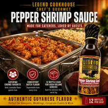 Legend Cookhouse Pepper Shrimp Sauce with pepper shrimp plate and authentic Guyanese flavor cues