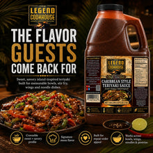 Legend Cookhouse Caribbean Style Teriyaki Sauce 1 gallon jug with craveable sweet savory island-inspired teriyaki dish and repeat-order menu appeal