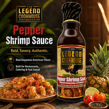 Legend Cookhouse Pepper Shrimp Sauce tropical flavor image with shrimp, peppers, pineapple, and island-inspired foodservice appeal