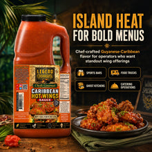 Legend Cookhouse Caribbean Hot Wings Sauce positioned for sports bars, food trucks, ghost kitchens and catering operations