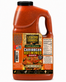 Legend Cookhouse Caribbean Hot Wings Sauce 1 gallon jug product photo with UPC 723888998367
