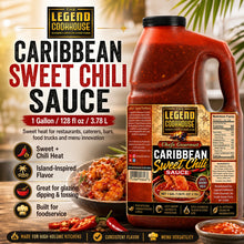 Legend Cookhouse Caribbean Sweet Chili Sauce one gallon jug for restaurants, caterers, bars, food trucks and foodservice menu innovation