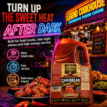 Legend Cookhouse Caribbean Sweet Chili Sauce in a neon food truck scene for late-night menus and high-energy service