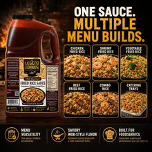 Legend Cookhouse Fried Rice Sauce menu builds for chicken fried rice, shrimp fried rice, beef fried rice, vegetable fried rice, combo rice and catering trays