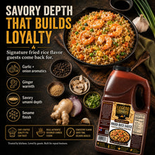Legend Cookhouse Fried Rice Sauce savory depth for signature fried rice flavor, garlic, onion, ginger, sesame and repeat-order menus